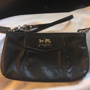 Coach Madison black leather wristlet